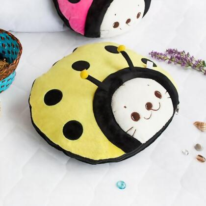 TB-CB005-YELLOW-39.4by59.1 Sirotan - Ladybug Yellow Blanket Pillow Cushion / Travel Pillow Blanket 