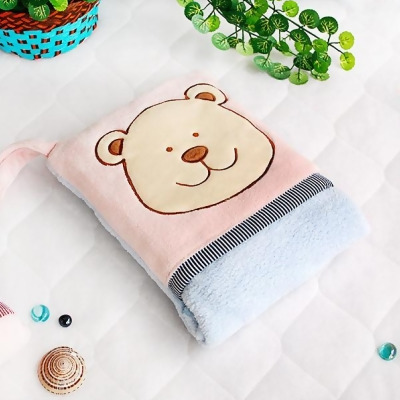 TB-CB002-PINK-28.3by35.1 Pink Bear Fleece Throw Blanket Pillow Cushion / Travel Pillow Blanket 