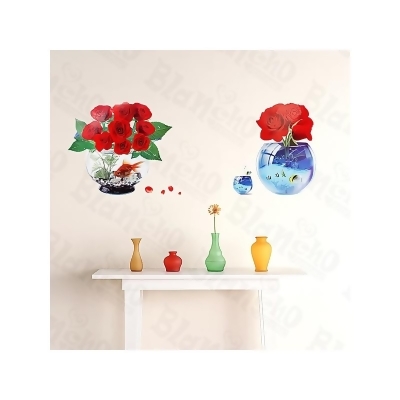 ZS-029 Rose Fishbowel - Medium Wall Decals Stickers Appliques Home Decor Multicolor 