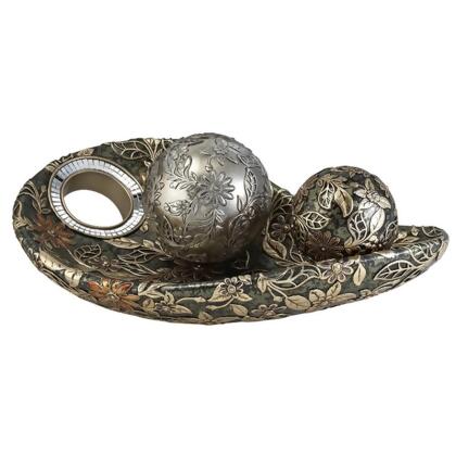 Ore Furniture K-4238B 16.5 in. Chrysanthemum Decorative Bowl With Spheres 