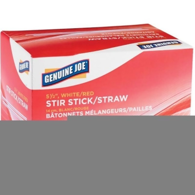 Lorell GJO20050CT 5.5 in. Plastic Stir Stick Straws - White & Red 