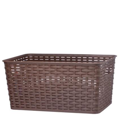 Nua Gifts 426 - B Big Rattan Storage Basket 15.88 x 10 x 7.5 in. - Brown