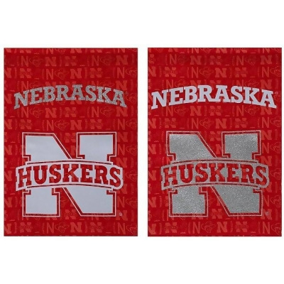 Nebraska Cornhuskers Suede Glitter Accented Double Sided Garden Flag 