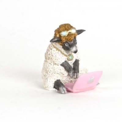 Hi-Line Gift SC004-SH Sheep With Computer Figurine 