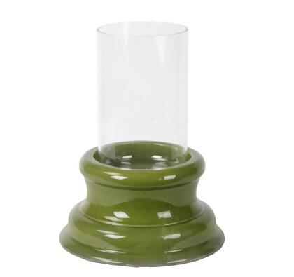 Privilege 66780 Ceramic & Glass Candle Holder - Green 