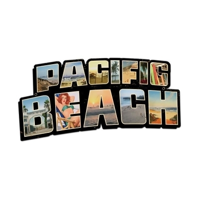 Past Time Signs PS196 Pacific Beach Landmarks Custom Metal Shape Sign 