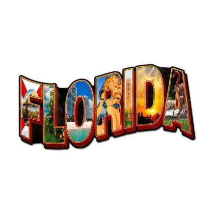 Past Time Signs PS204 Florida Landmarks Custom Metal Shape Sign 
