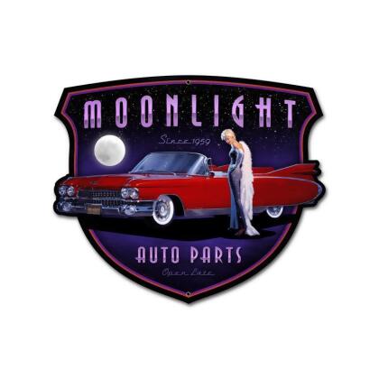Greg Hildebrandt HB162 Moonlight Auto Parts Custom Metal Shape Sign