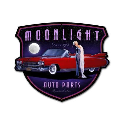 Greg Hildebrandt HB163 Moonlight Auto Parts Custom Metal Shape Sign