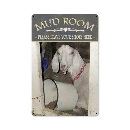 Angela Faye Daniel AIF088 Mud Room Goat Metal Sign 