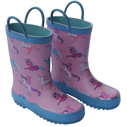 Foxfire FOX-600-47-12 Childrens Unicorn Rain Boot, Pink - Size 12
