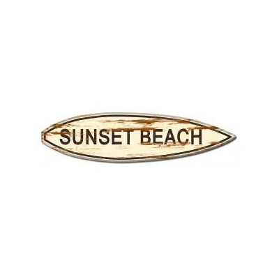 Past Time Signs PTSW090 21 x 5 in. Sunset Beach Surf Board Wood Print 