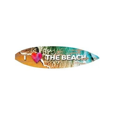 Past Time Signs PTSW094 21 x 5 in. I Love The Beach Surf Board Wood Print 