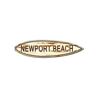 Past Time Signs PTSW069 21 x 5 in. Newport Beach Surf Board Wood Print 