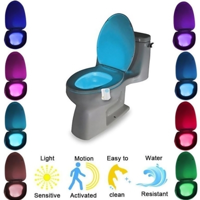 Online Gym Shop CB18856 Automatic LED Motion Activated Night Light Sensor for Toilet Seat 