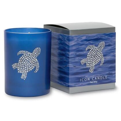 Primal Elements CIBTUR Sea Turtle 9.5 oz. Icon Candle in Blue Glass 