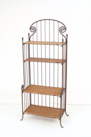 Distinctive Designs DB-307B Pewter Corinthian KD Bakers Rack with Bamboo Shelves, Metallic 