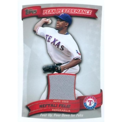 Autograph Warehouse 343389 Neftali Feliz Player Worn Jersey Patch Baseball Card - Texas Rangers 2010 Topps Peak Performance No. PPR-NF 