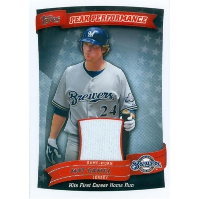 Autograph Warehouse 343521 Mat Gamel Player Worn Jersey Patch Baseball Card - Milwaukee Brewers 2010 Topps Peak Performance No. PPR-MG 