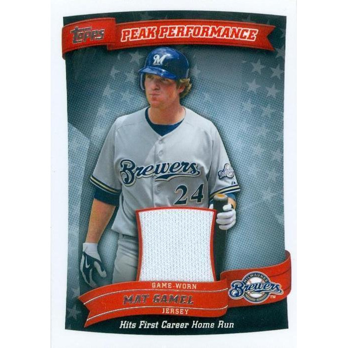 Autograph Warehouse 343521 Mat Gamel Player Worn Jersey Patch Baseball Card - Milwaukee Brewers 2010 Topps Peak Performance No. PPR-MG