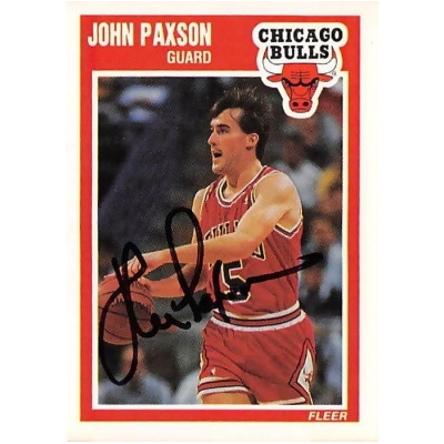 Autograph Warehouse 344404 John Paxson Autographed Basketball Card - Chicago Bulls NBA Champion 1989 Fleer No. 22 