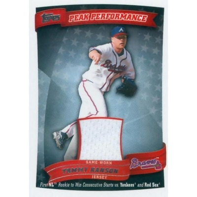 Autograph Warehouse 343350 Tommy Hanson Player Worn Jersey Patch Baseball Card - Atlanta Braves 2010 Topps Peak Performance No. PPR-THA 