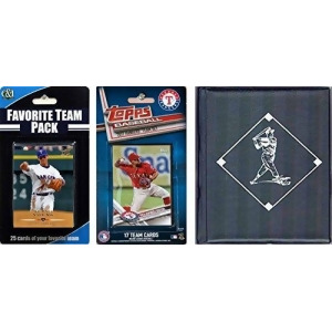 C & I Collectables 2017RANGERSTSC MLB Texas Rangers Licensed 2017 Topps Team Set & Favorite Player Trading Cards Plus Storage Album