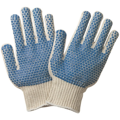 Box Partners GLV1019S PVC Blue & White Dot Knit Gloves - Small - 12 Pairs per Case 
