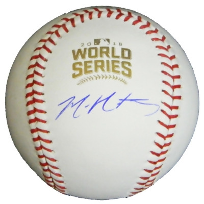 Schwartz Sports Memorabilia MONBSB120 Mike Montgomery Signed Rawlings Official 2016 World Series MLB Baseball 