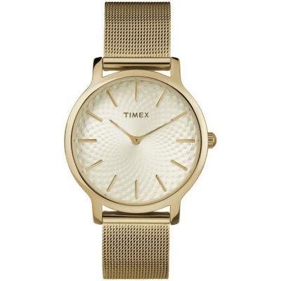 Timex TW2R361009J 34 mm Womens Metropolitan Gold Tone Stainless Steel Mesh Bracelet Watch 
