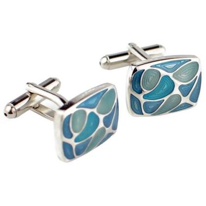 Fantasyard Starry Night Van Gogh Silver Cuff-Links - Blue - 0.55 x 0.71 in. 