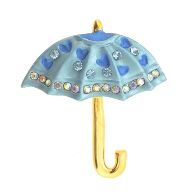 Fantasyard Swarovski Crystal Umbrella Golden Pendant - Light Blue - 0.875 x 1 in. 