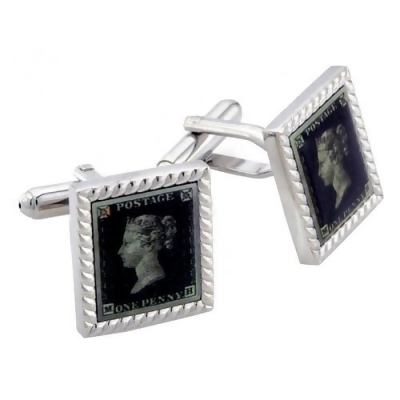 Fantasyard One Penny Stamp Postage Cuff-Links - Green - 0.6 x 0.7 in. 