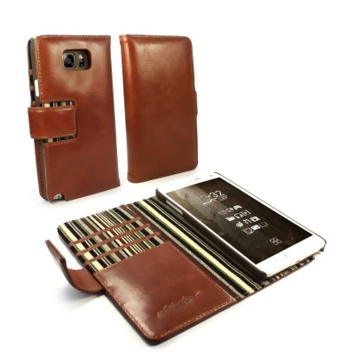 Tuff Luv I7-46 Alston Craig Vintage Genuine Leather Wallet Case Cover for Samsung Galaxy Note 8 - Brown 