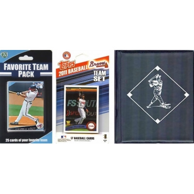 C & I Collectables 2011BRAVESTSC MLB Atlanta Braves Licensed 2010 Topps Team Set and Favorite Player Trading Cards Plus Storage Album 