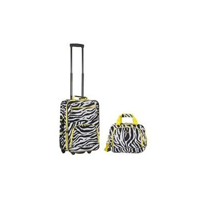 Rockland F102-LIME ZEBRA 2 Pc Lime Zebra Luggage Set 19 in. Upright & 12 in. Tote - Polyester 