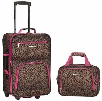 Rockland F102-PURPLELEOPARD 2 PC PURPLELEOPARD LUGGAGE SET - PURPLELEOPARD