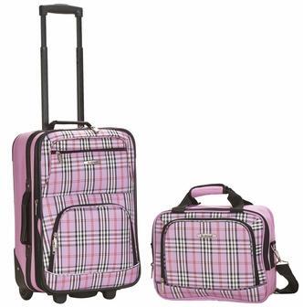 Rockland F102-PINKCROSS 2 PC LUGGAGE SET - PINK CROSS