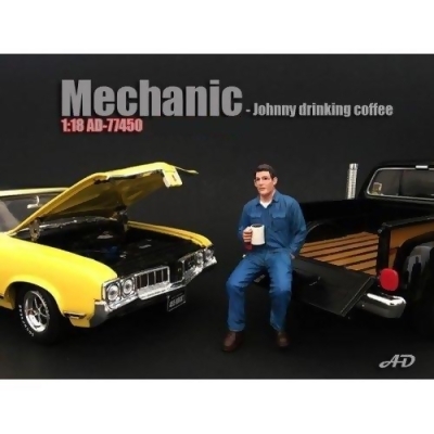 American Diorama 77450 Mechanic Johnny Drinking Coffee Figurine for 1 isto 18 Models 