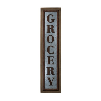 Cheungs 4865 Vertical Wood Frame Galvanized Wall Sign - Grocery