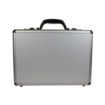 World Traveler WT-BC-450LA 4 in. Fasano Aluminum Silver Wide Attache Briefcase 