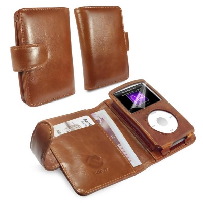Tuff Luv C6-48 Vintage Genuine Leather Wallet Case Cover for Apple iPod Classic - Brown 