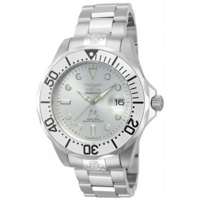 Invicta 13937 Mens Grand Diver Stainless Steel Case and Bracelet Silver Tone Dial Watch 