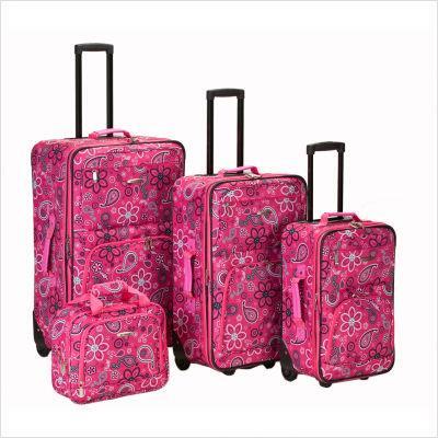 Rockland F108- PINK BANDANA 4 Pieces Luggage Set - Pink Bandana