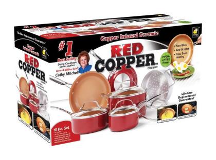Red Copper 6488803 As Seen On TV Ceramic Copper Cookware Set Red 