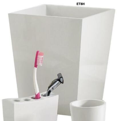NuSteel ET8H Elegant Collection 6 Quart Wastebasket - White Resin 
