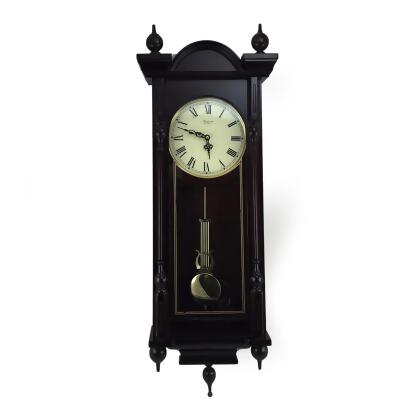 Bedford Clock Collection BED-20101 31 in. Grand Antique Mahogany Cherry Oak Chiming Wall Clock with Roman Numerals 