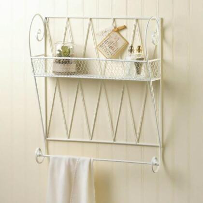 Summerfield Terrace 10018382 Scrolled White Wire Wall Shelf 