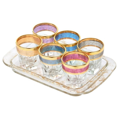 Lorenzo Import 9445 7 Piece Tray Set Shots with Tray Multi Color 
