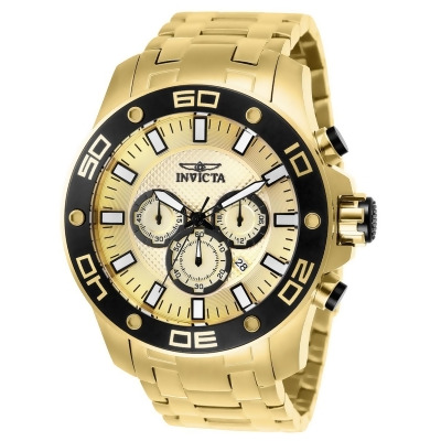 Invicta 886678314683 Mens 26079 Pro Diver Quartz Chronograph Gold Dial Watch 